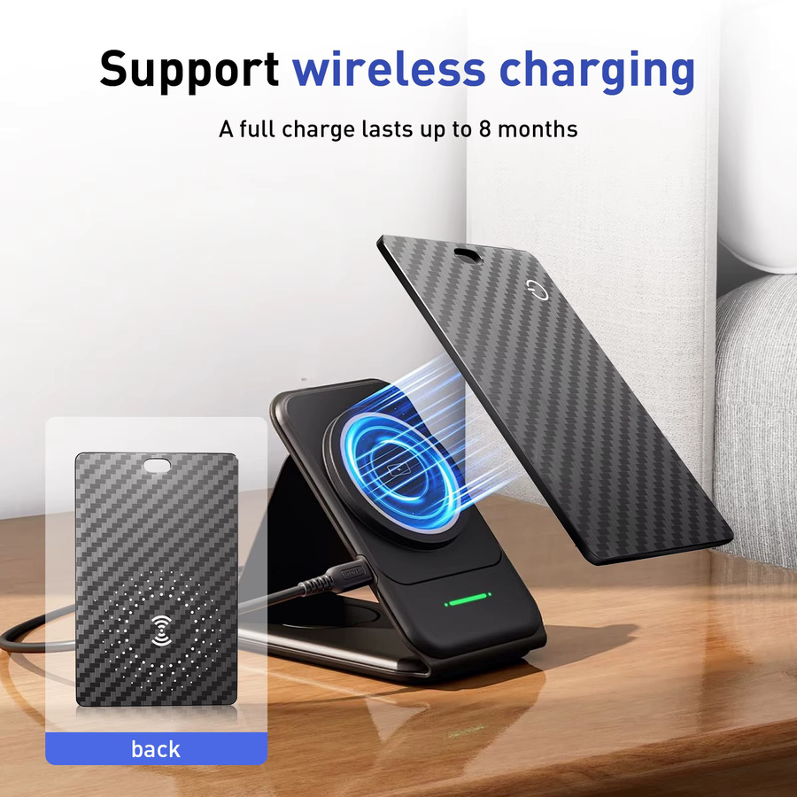MOSON 2er-Pack Smart Wallet Tracker in Schwarz, wiederaufladbarer Dual-System-Gegenstandfinder kompatibel mit Apple Find My und Android Find Hub App - Bild 3