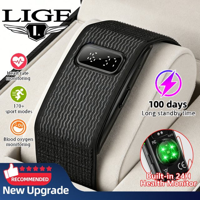 LIGE Smartwatch, Schwarz, Textil/NATO, Herren - Bild 1