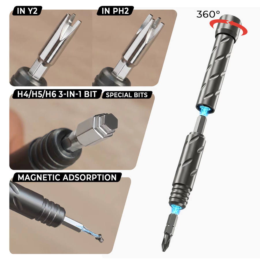 VMAN 55-in-1 Magnetischer Schraubendreher-Satz in Schwarz für PC-Gehäuse und Haushaltsgeräte - Bild 2