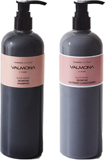 VALMONA Black Peony Seoritae Shampoo und Spülung Set, 480 ml, strapaziertes Haar - Bild 1