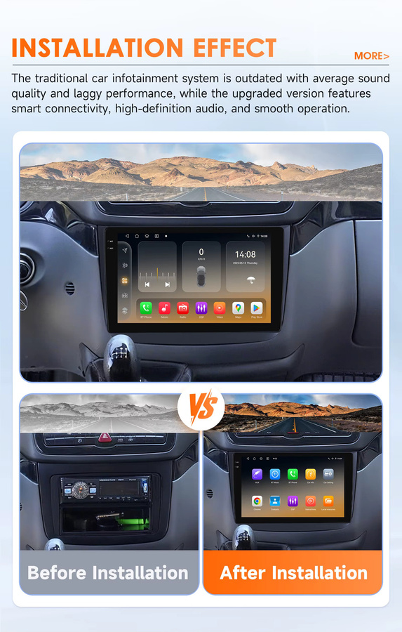 Hizpo Android 14 Auto-Multimedia-Player für Mercedes-Benz Vito und Viano W639 (2003 - 2015) mit Carplay, 360-Grad-Kamera und Snapdragon 6115, Schwarz - Bild 2