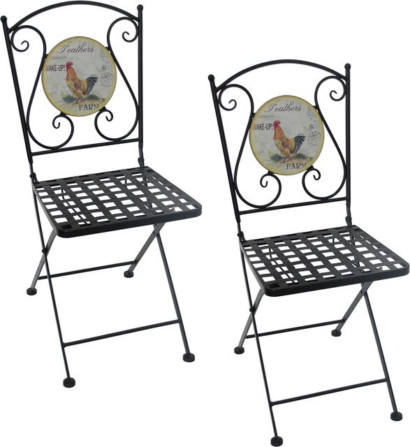 HTI-Living Gartenstühle Celia Hahn 2er Set aus Metall in Schwarz im Vintage-Design - Bild 1