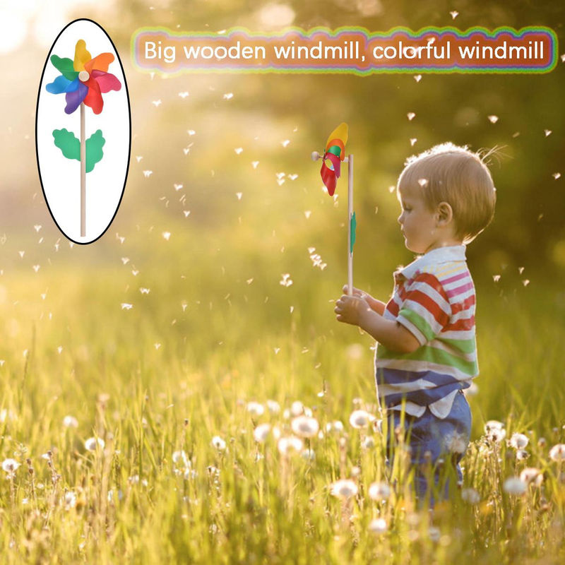 4er-Set Windmühlen von Kidsly aus Kunststoff und Holz in Multicolor, Höhe: 12 cm, zur Dekoration für Garten, Rasen und Party - Bild 2