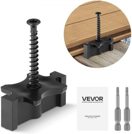 VEVOR 600er Set Versteckte Terrassendielen Befestigung Schwarz mit T-Clips und Schrauben für 6,5 mm Plattenabstand und 10 mm Plattenhöhe - Bild 1