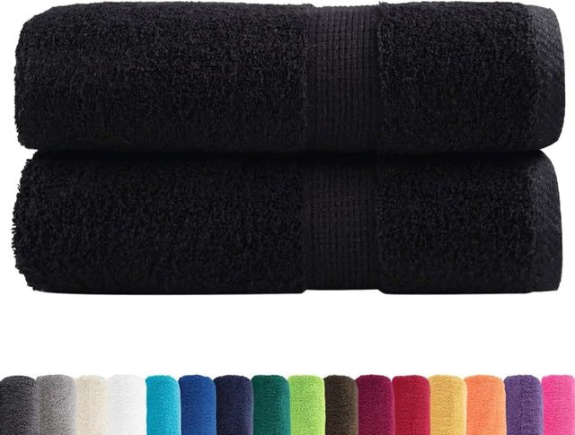 vidaXL Premium Waschhandtücher SOLUND aus Baumwolle, 2 Stück, Schwarz, B/B: 30 x 30 cm, 600 g/m² - Bild 1