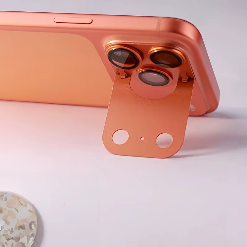 AR Faltbare Metall-Schutzfolie für die Kamera von Apple iPhone 17 Pro und 17 Pro Max in Orange - Bild 5