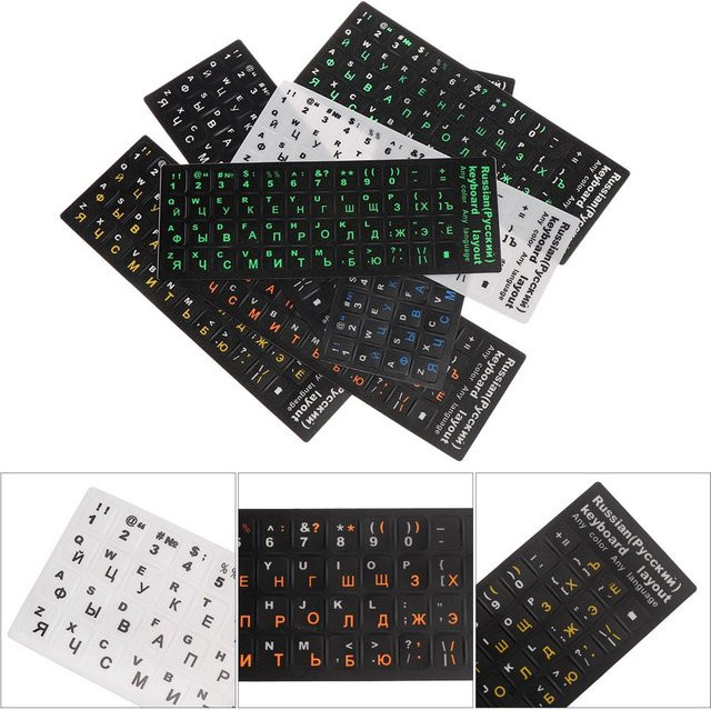 Tastatur Aufkleber mit russischen Buchstaben aus gefrostetem PVC in Schwarz für Notebook, Computer und Desktop-Tastaturen - Bild 1