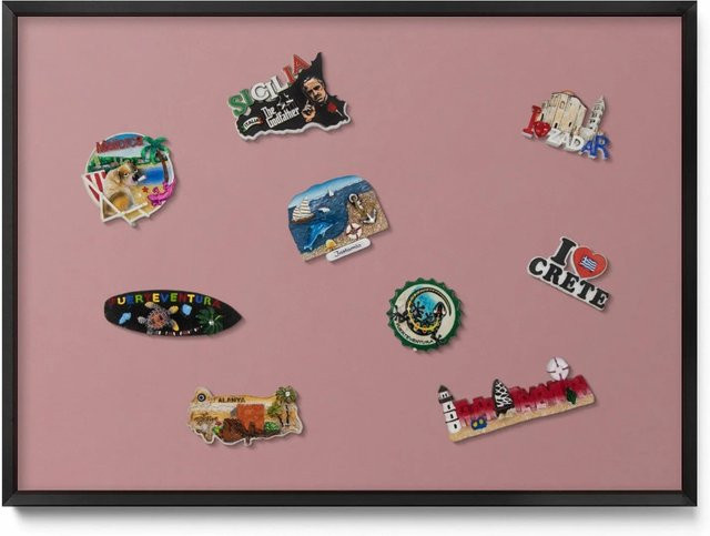 Tulup Magnettafel aus Metall mit Rahmen in Pastellrosa, B: 70 cm, H: 50 cm - Bild 1