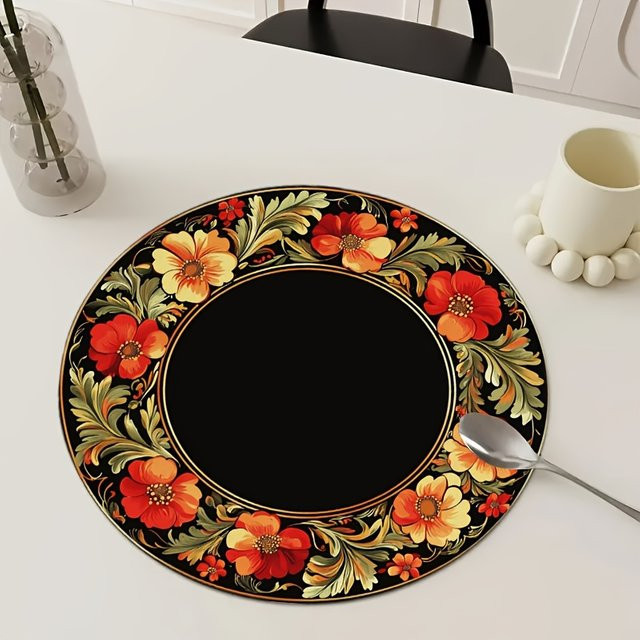 VIKAMA 4-teiliges Tischset-Set mit Vintage-Blumenmuster in Multicolor - Bild 1