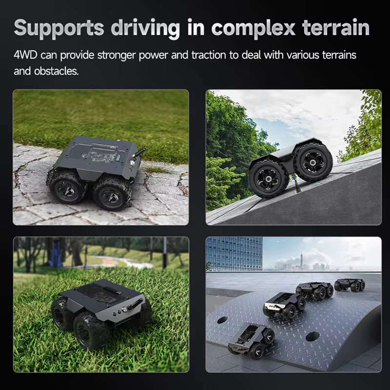 Wave Rover flexibles und erweiterbares 4WD mobiles Roboter-Chassis mit ESP32-Modul in Schwarz für Raspberry Pi 4B Zero und Jetson Orin Nano - Bild 5