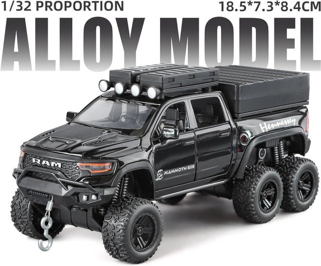Dodge Tyrannosaurus RAM TRX Offroad SUV Pickup Truck, Automodell, 1:32, Metall, Schwarz, mit Licht und Sound, ab 18 Jahre - Bild 1