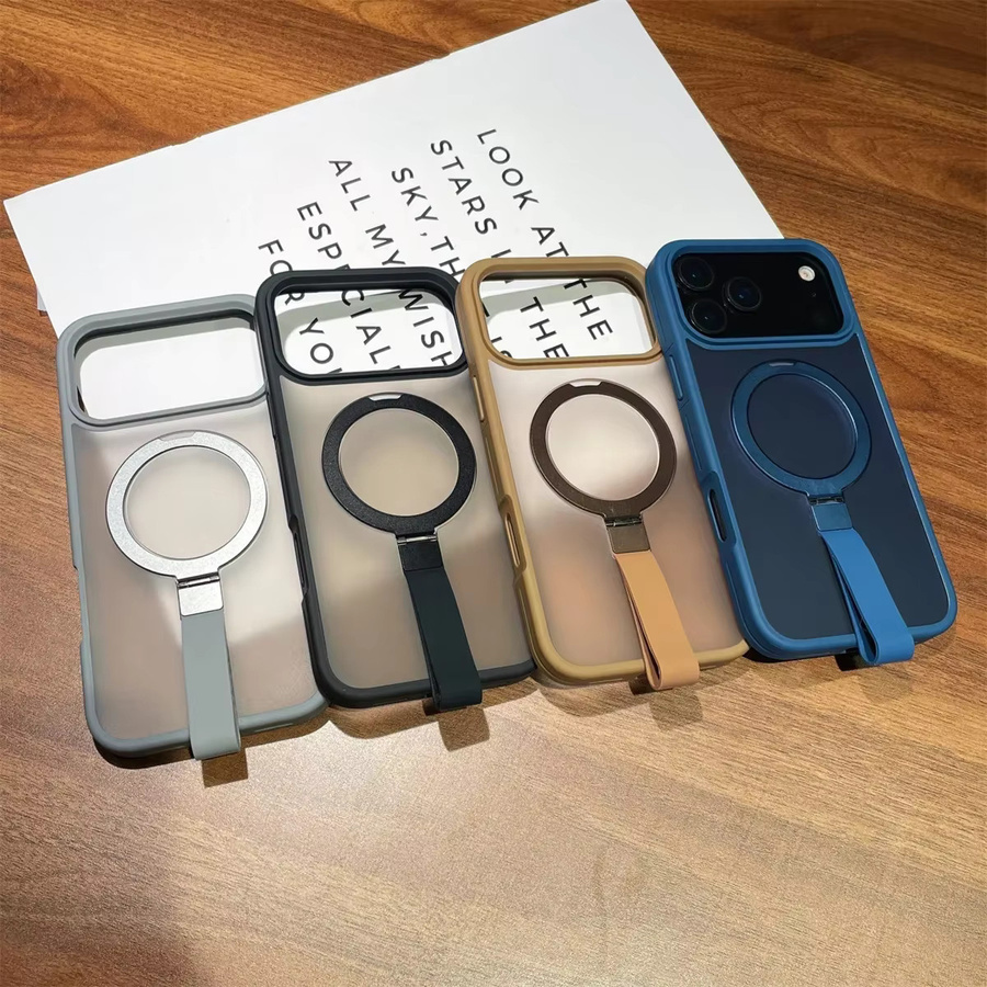 Transparente Handyhülle mit Handgelenkschlaufe und magnetischer Halterung für Apple iPhone 17 Air 16 15 14 13 12 11 Pro Max in Matt-Optik - Bild 2