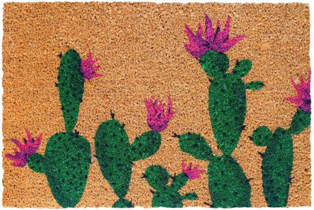 Relaxdays Fußmatte aus Kokosfaser und PVC mit Pflanzenmotiv in Beige und Multicolour, rutschfest und witterungsbeständig, B/T/H: 60 x 40 x 1,5 cm - Bild 1