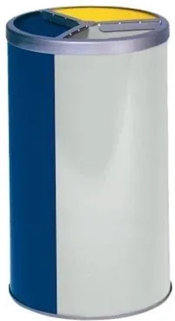 PROREGAL Wertstoffsammelstation aus verzinktem Stahl ohne Dach, 30 Liter pro Behälter, H x B x T: 72 x 42 x 42 cm, Blau und Grau - Bild 1