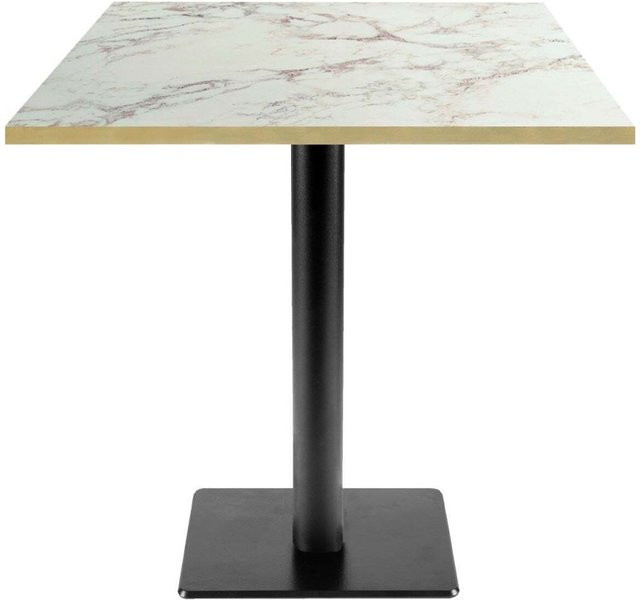 RestooTab Tisch Milan T quadratisch in Stein-Optik, B/T/H: 70 x 70 x 75 cm, wollweiß/braun/gold - Bild 1