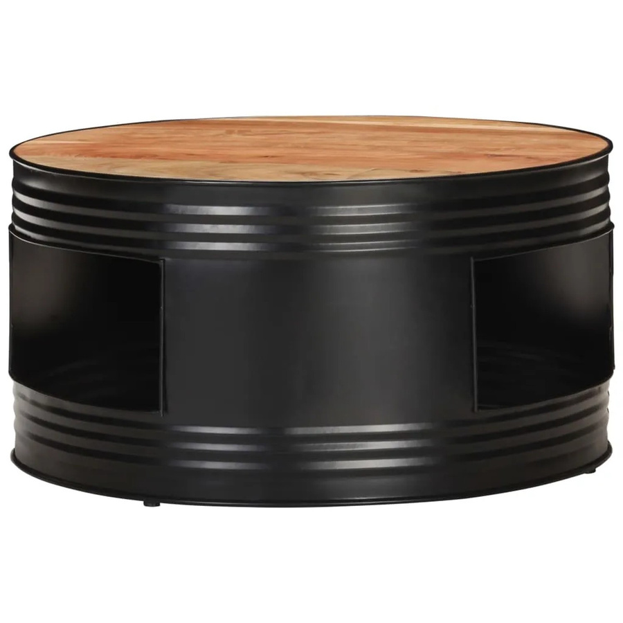 vidaXL Couchtisch aus Akazie Massivholz in Schwarz, rund, B/T/H: 68 x 68 x 36 cm - Bild 2