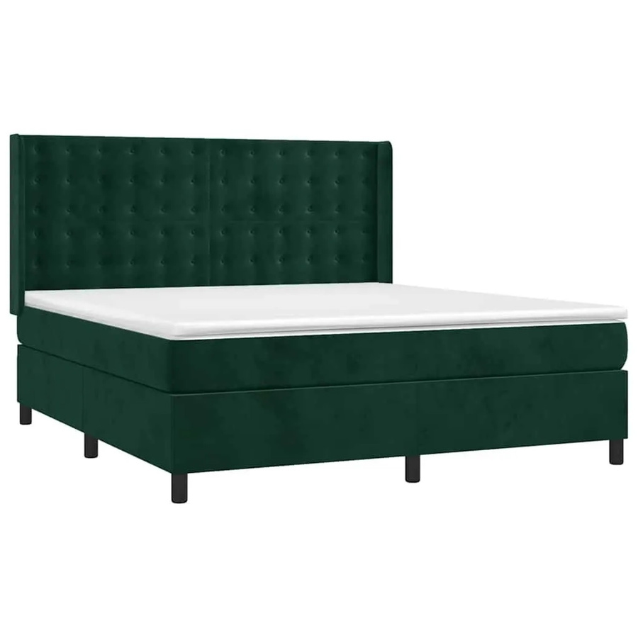 vidaXL Boxspringbett mit Matratze Dunkelgrün Samt B/T: 180 x 200 cm, Höhe: 183 cm - Bild 2