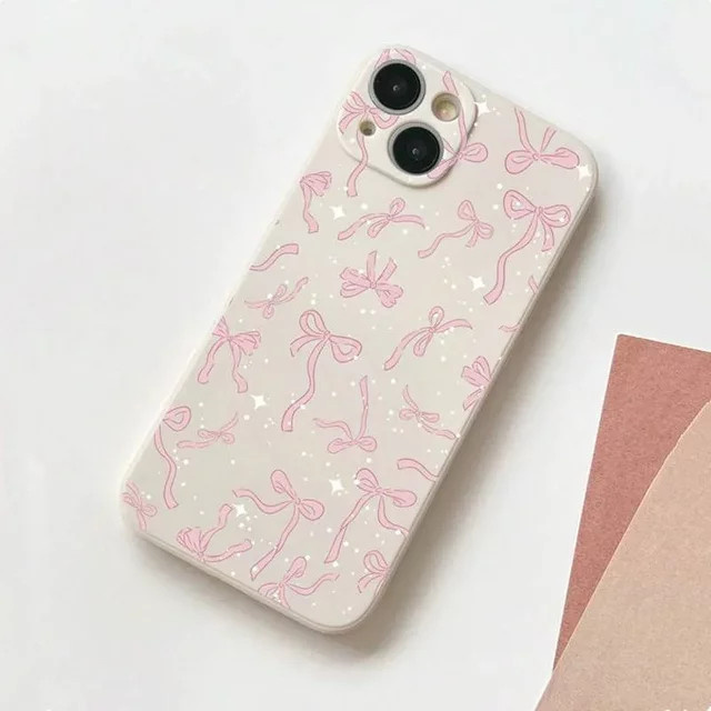 Rosa Handyhülle mit Schleifen-Design für Apple iPhone (alle Modelle), stoßfeste weiche Kawaii Schutzhülle in Pink - Bild 1