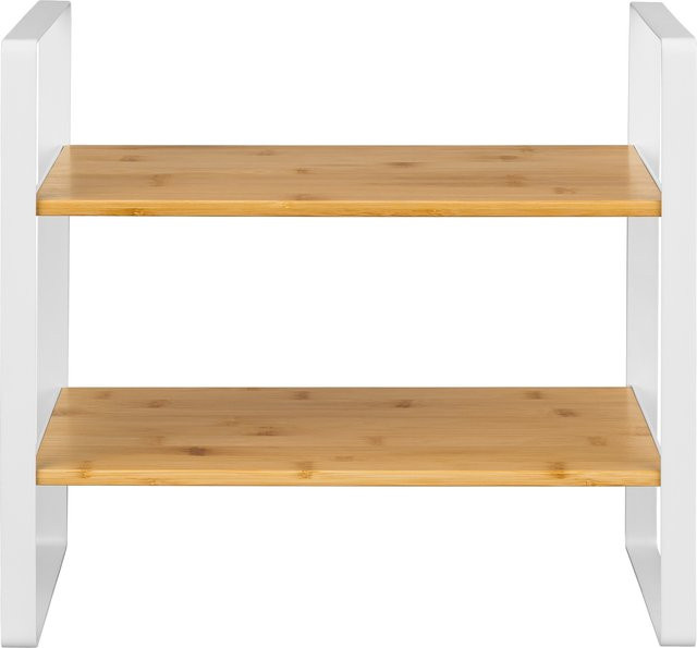LIVARNO Schreibtischregal aus Bambus und Metall in Weiß und Braun, B/T/H: 40 x 36 x 20 cm - Bild 1