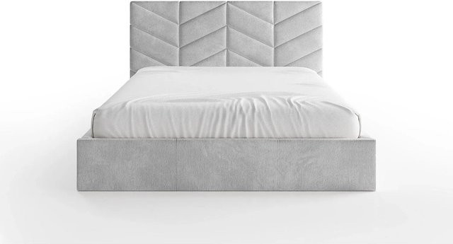 Vente-unique Bett Justani mit Bettkasten und Polsterung in Grau, B/T: 180 x 200 cm - Bild 1