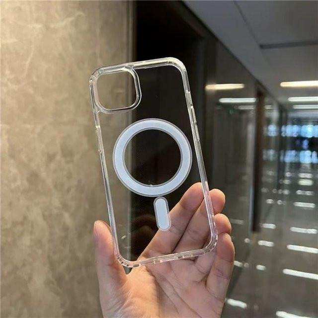 Transparente magnetische Schutzhülle mit Kreis-Design für iPhone 11 bis iPhone 16 Pro Max kompatibel mit MagSafe kabellosem Laden - Bild 1