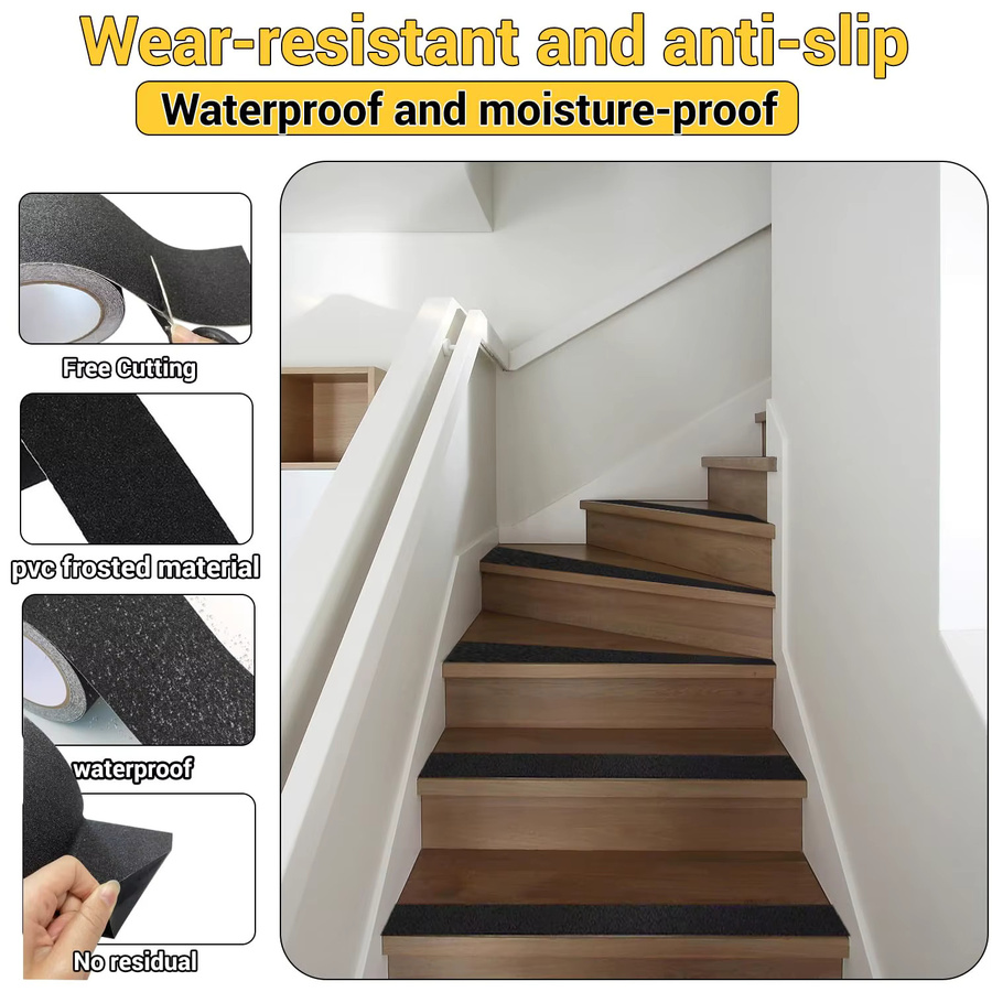 SCESSPACK Anti-Rutsch-Griffband für Treppen und Skateboards, wasserdicht und selbstklebend, Schwarz - Bild 2