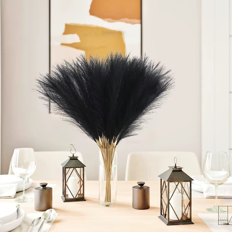 Uflower Künstliches Pampasgras in Schwarz, Flauschiges Faux-Boho-Dekor für Vasen, Hochzeiten und Partys - Bild 3