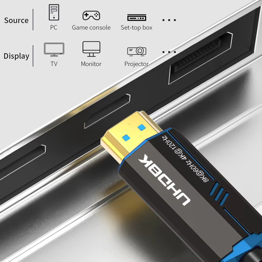 LMCNZZ HDMI 2.1 Optisches Glasfaserkabel in Schwarz mit 8K 60Hz, 4K 120Hz und 48Gbps für TV und Projektoren - Bild 5