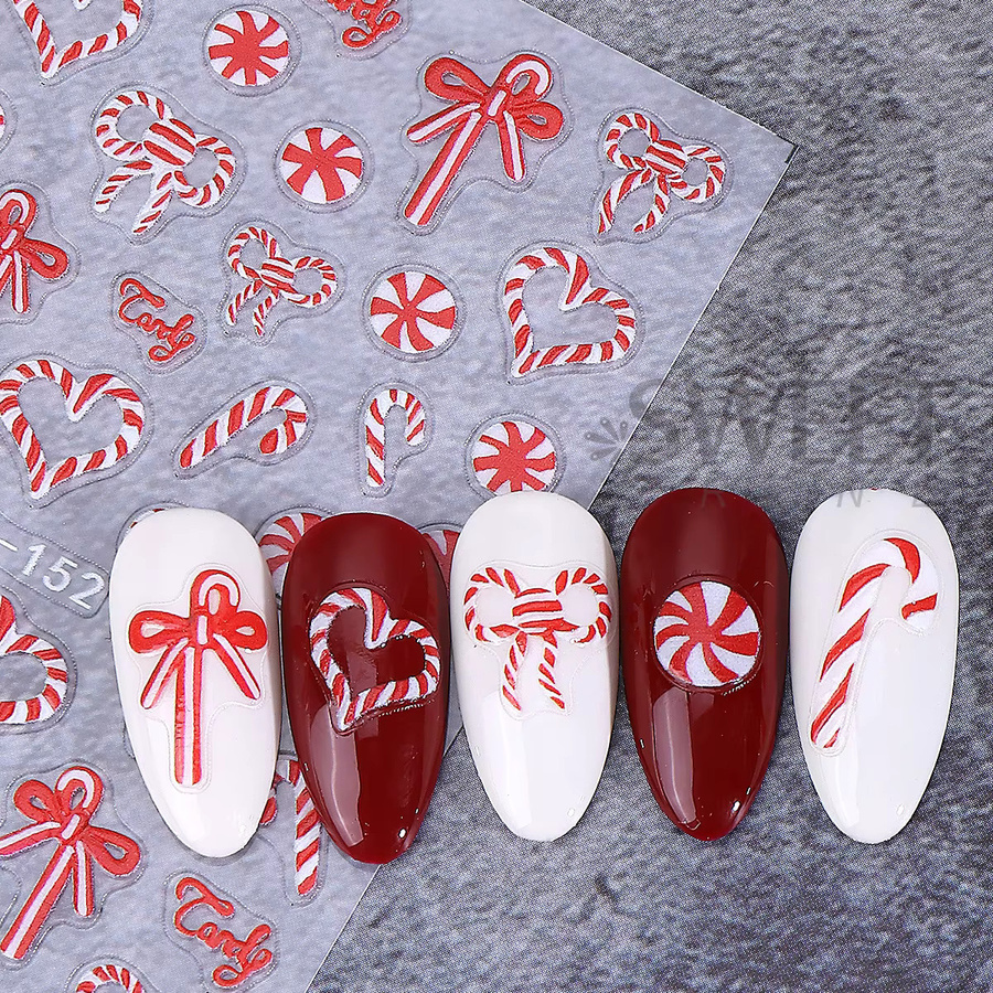 SWEET TREND Nagelaufkleber Candy Cane Design, Matt, 2 Stück - Bild 2