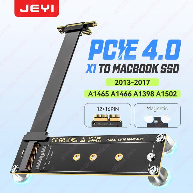JEYI PCIe 4.0 X1 zu MacBook SSD Magnetischer Adapter, 16Gbps, 90 Grad Winkel, Schwarz, kompatibel mit MacBook Air/Pro 2013-2017 - Bild 1