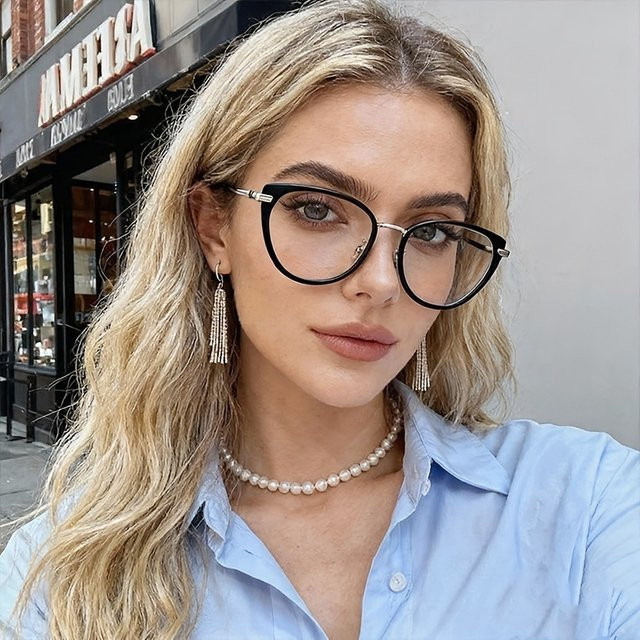 BMAD Korrektionsbrille Cat-Eye, Vollrand, Blaulichtfilter - Bild 1