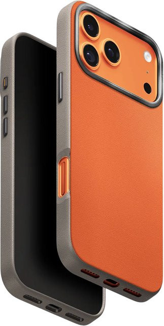 UNIQ Lyden Leatherette Schutzhülle für Apple iPhone 17 Pro in Beige Orange - Bild 1