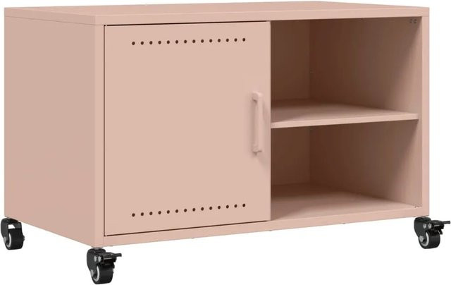 vidaXL TV-Schrank aus kaltgewalztem Stahl in Rosa mit Rollen, B/T/H: 68 x 39 x 43,5 cm - Bild 1