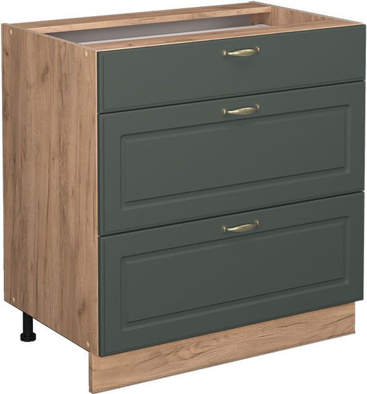 Küchenunterschrank Vicco Fame-line Landhaus Stil in Grün mit 3 Schubladen, Breite: 80 cm - Bild 1