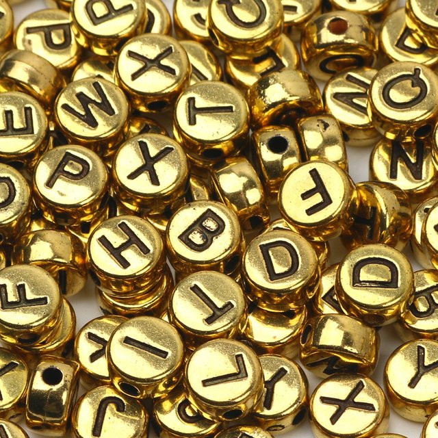 Laudsong Buchstaben-Acrylperlen, goldfarben, Unisex - Bild 1