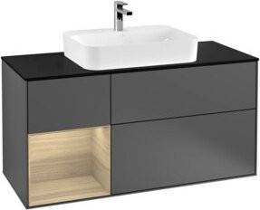 V&B Waschtischunterschrank Finion in Anthrazit mit offenem Regal links, Breite: 120 cm, Tiefe: 50,1 cm, Höhe: 50,1 cm - Bild 1