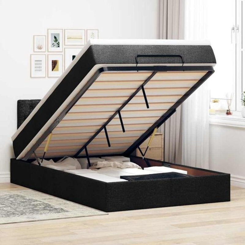 Modernes Polsterbett mit Matratze und LED-Beleuchtung von vidaxl in Schwarz, Breite: 120 cm, Länge: 190 cm - Bild 1