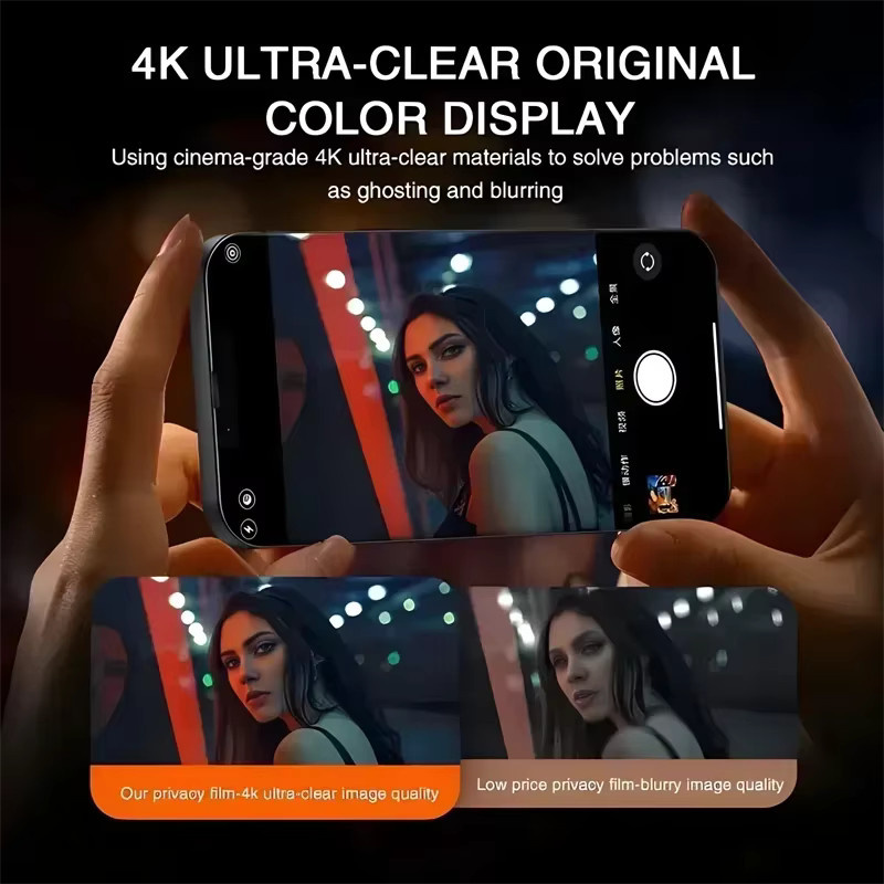 SFHOMIE 4in1 Privatsphäre Display Schutzfolie und Kamera Objektiv Glas Schutz für iPhone 16 15 14 13 12 11 Pro Max Plus - Bild 4