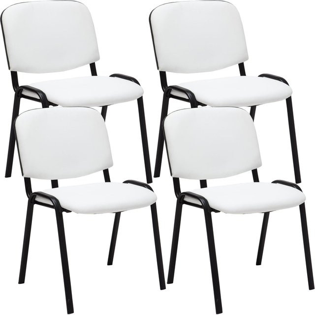 TPFLiving 4er Set Besucherstühle Keen aus Kunstleder mit Metallgestell in Schwarz-Weiß, stapelbar, B/T/H: 53 x 44 x 83 cm - Bild 1