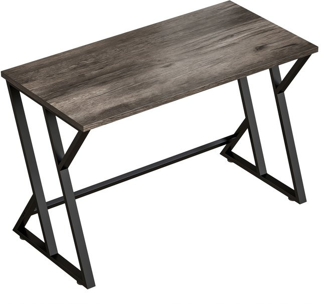HOMCOM Computertisch im Industriestil mit Z-förmigem Metallgestell, Schreibtisch für Büro und Schlafzimmer, Farbe: Verwittertes Grau/Schwarz, Breite: 120 cm - Bild 1