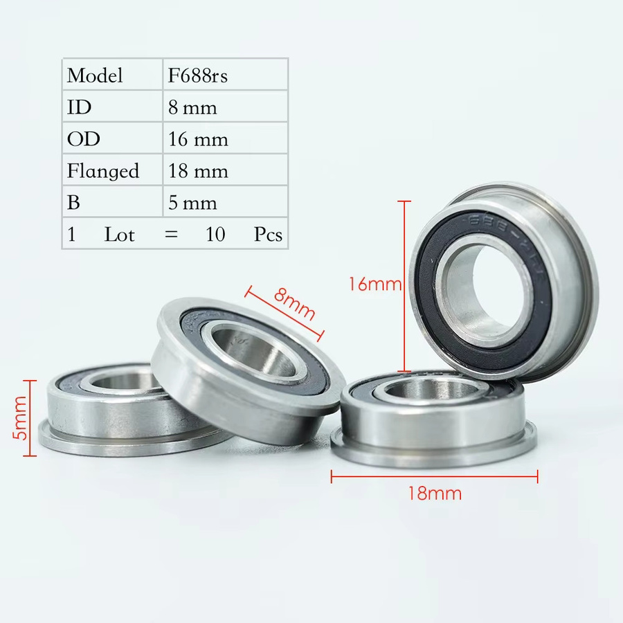 FUSHI F688RS F688-2RS Flanschkugellager ABEC-7 in Silber, 10 Stück, Maße: 8 x 16 x 5 mm - Bild 3