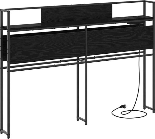 vidaXL Stauraum-Kopfteil in Schwarz und Eichen-Optik mit integriertem Regal und USB-Ladeport, Breite: 120 cm - Bild 1