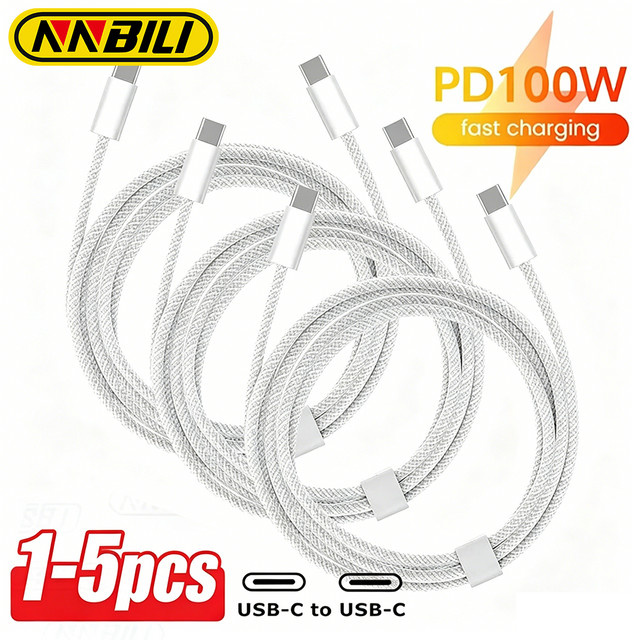 NNBILI Typ-C-auf-Typ-C-Kabel in Weiß, 100 W Schnelllade- und Datenkabel, Länge: 0,5 m - Bild 1