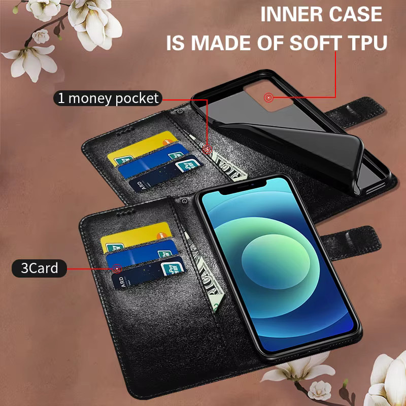 Leder-Flip-Tasche für Samsung Galaxy M52 M53 M54 M55 5G M15 M14 M13 M30s M60s M40 M62 M31s M21 M23 M35 M32 als Karten-Brieftasche in Blau - Bild 3