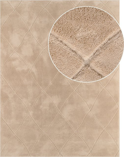 Waschbarer Teppich Utah in Beige mit Rautenmuster im Skandi-Stil, Breite: 80 cm, Länge: 150 cm - Bild 1