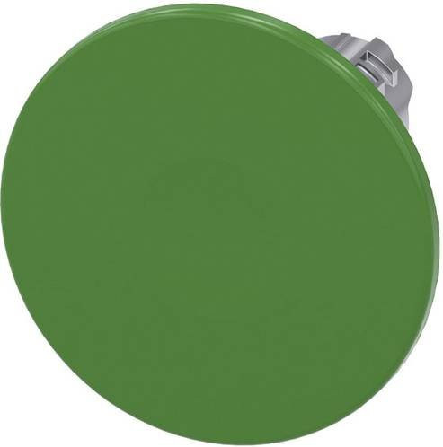 Siemens Pilzdrucktaster 3SU1050-1CD40-0AA0 mit Metall-Frontring in Silber und grünem Hochglanz-Knopf - Bild 1