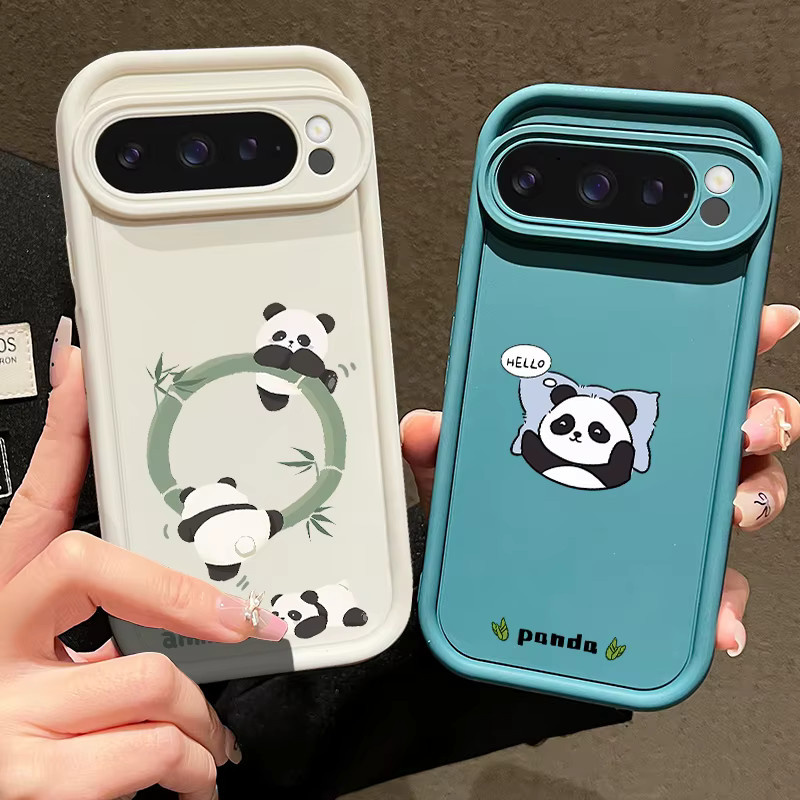 Stoßfeste Cartoon Panda Silikon Schutzhülle für Google Pixel 8A, 8 Pro, 9 Pro XL und 9 in Multicolor - Bild 1