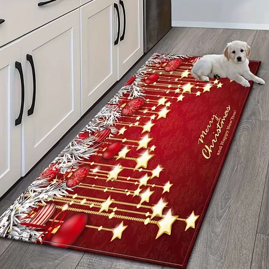 VIKAMA Badezimmer Matte Weihnachten, rutschfest und schnell trocknend, rot, rechteckig - Bild 3
