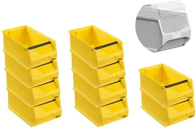 PROREGAL SparSet 10 Stück Sichtlagerboxen 4.1 mit Griffstange und Abdeckung, Gelb, H x B x T: 15 x 20 x 35 cm - Bild 1