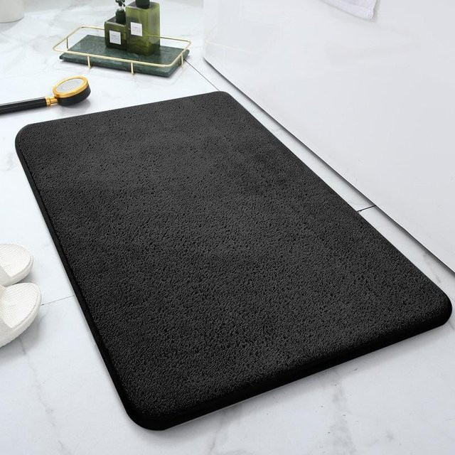 HYC5 Badezimmer-Fußmatte aus Polyester, schnelltrocknend und rutschfest, Schwarz, B/T: 60 x 40 cm - Bild 1
